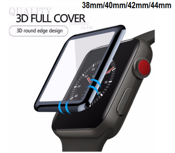 3D Compatible iWatch Tempered Glass: Full Screen - Black