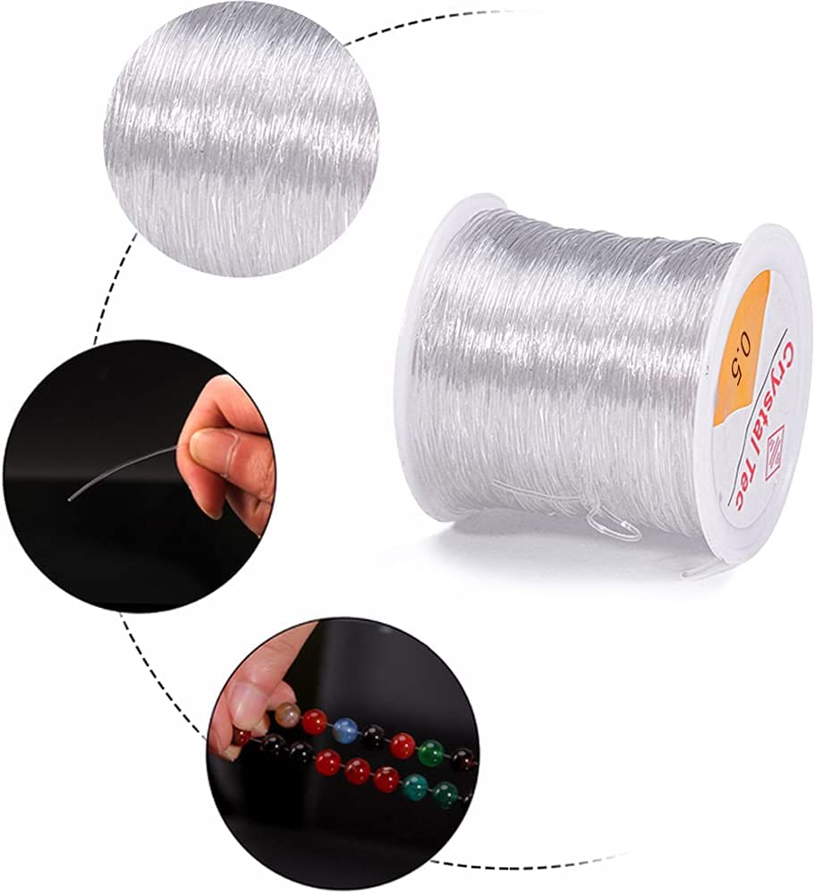 0.5mm Clear Bead Cord,100m Crystal Elastic Bracelet String Stretchy Beading Thread for Jewelry Making Necklace