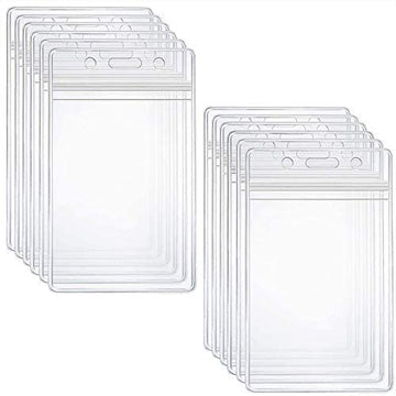 10pcs Plastic ID Card Holder Pouch - Clear, Badge Protection